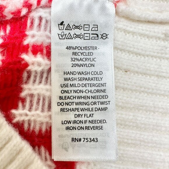 Jessica Simpson Half-Zip Turtleneck Sweater Red White Holiday Tree Heart Pattern - Picture 5 of 8